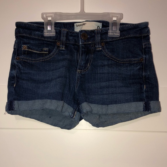 Dark wash denim shorts with rolled bottom - Picture 1 of 3
